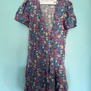 Zara Puff Sleeve Wrap Midi Dress